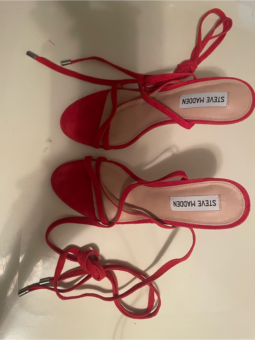 Steve Madden Amberlyn Red Suede Lace-Up Stiletto Heels